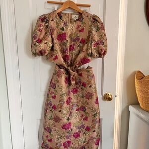 TUCKERNUCK Duchess Gracen Jacquard Floral Cut Out Midi Dress Small